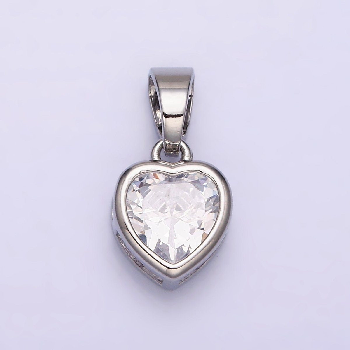 24K Gold Filled Heart Clear CZ Bezel Mini Pendant in Gold & Silver | AA445 AA446