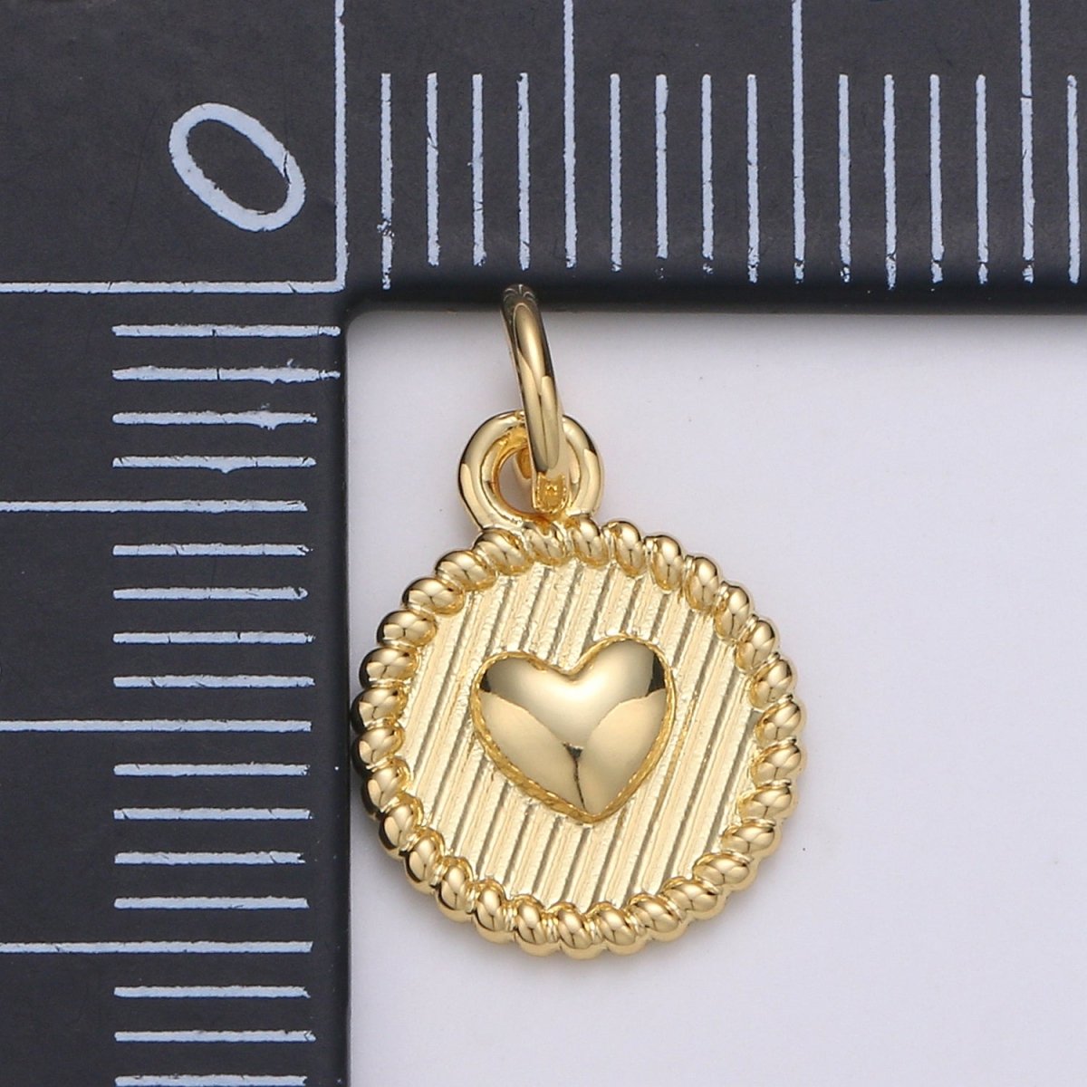 OS 24K Gold Filled Heart Coin Charm D-909