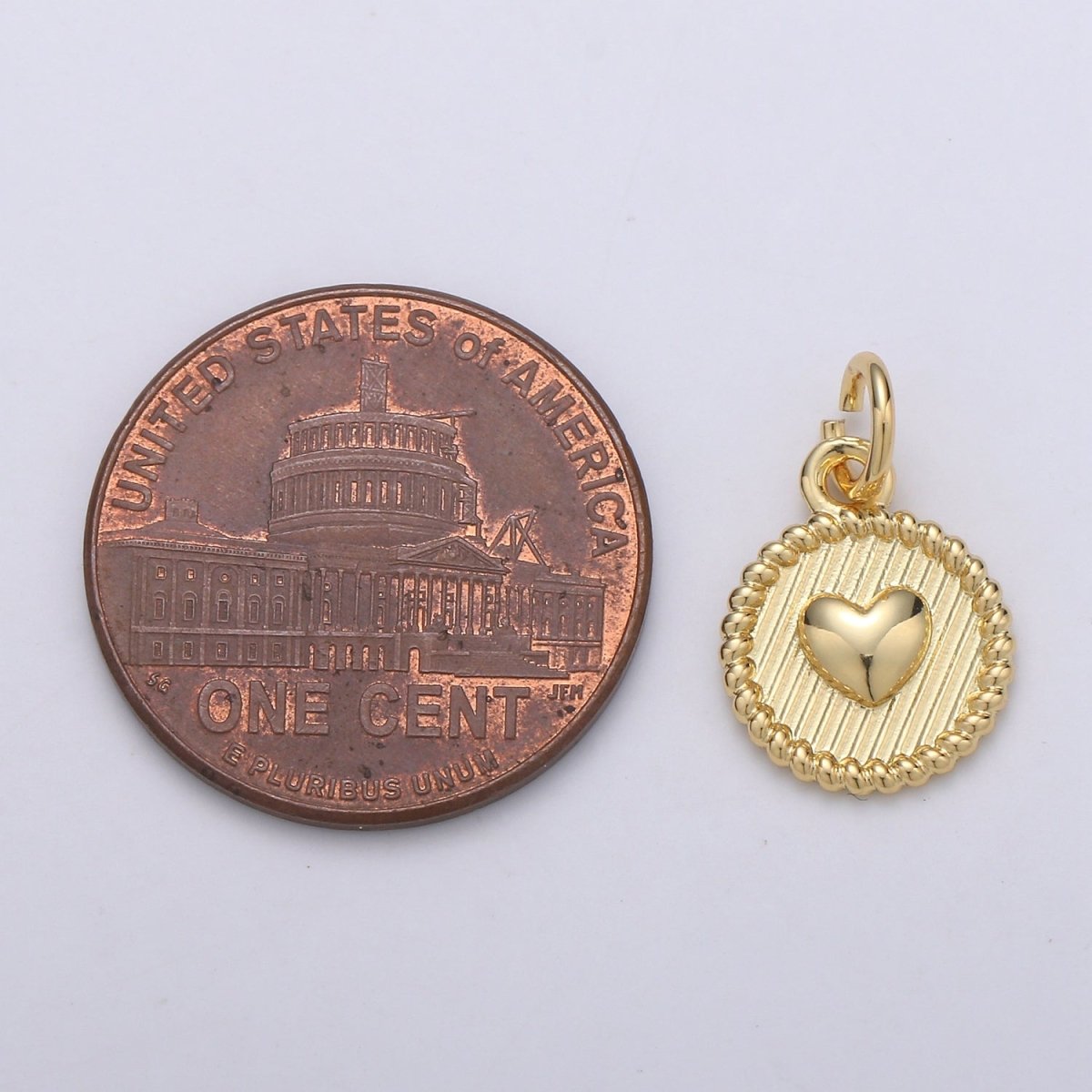 OS 24K Gold Filled Heart Coin Charm D-909