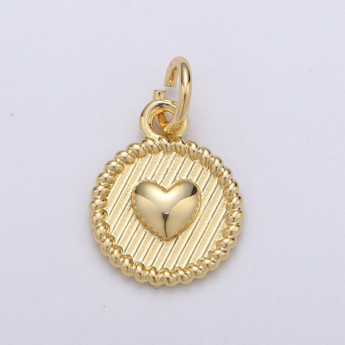 OS 24K Gold Filled Heart Coin Charm D-909
