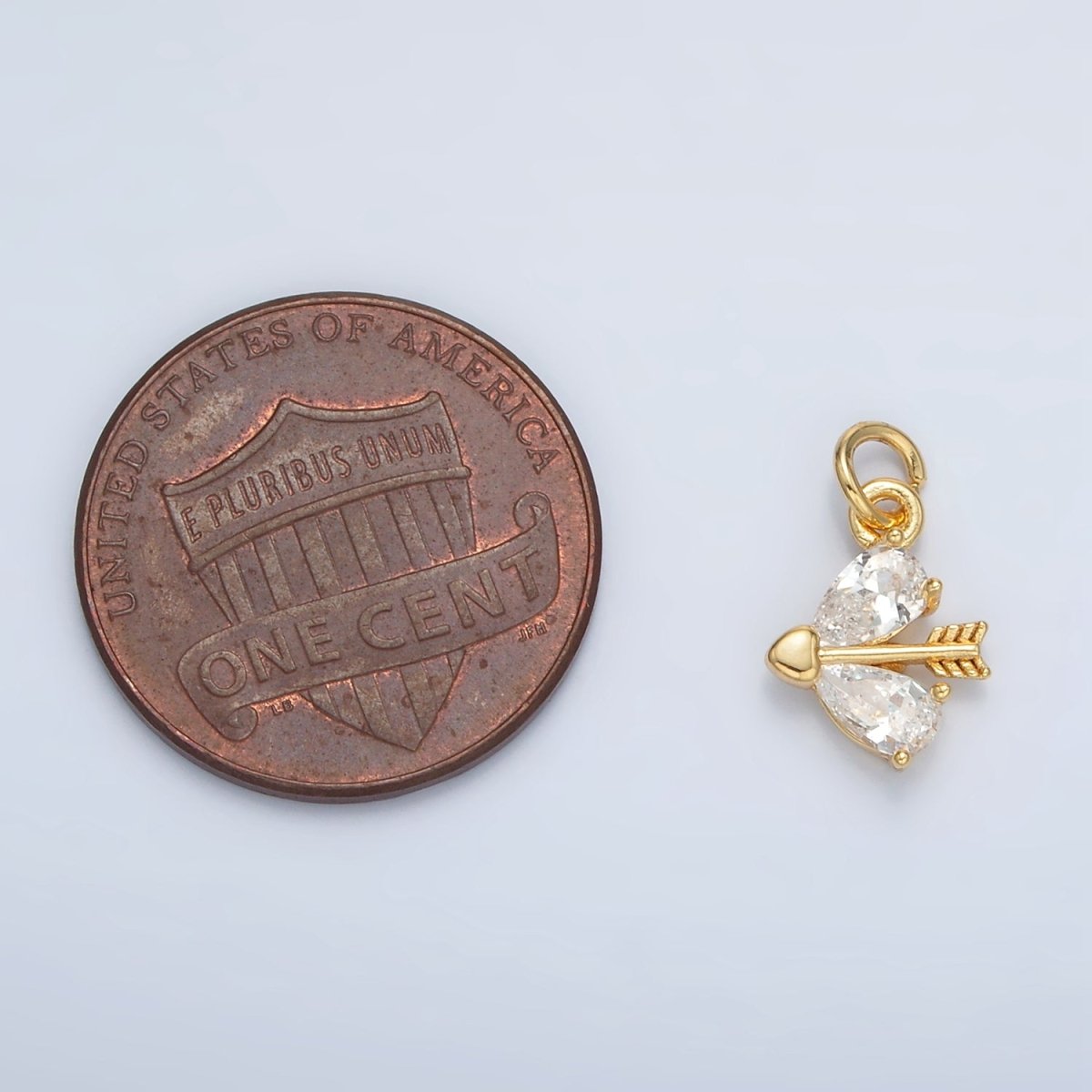 24K Gold Filled Heart CZ Cupid Arrow Charm | AC107 - DLUXCA
