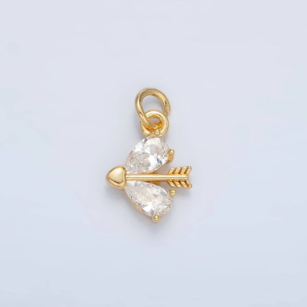 24K Gold Filled Heart CZ Cupid Arrow Charm | AC107 - DLUXCA