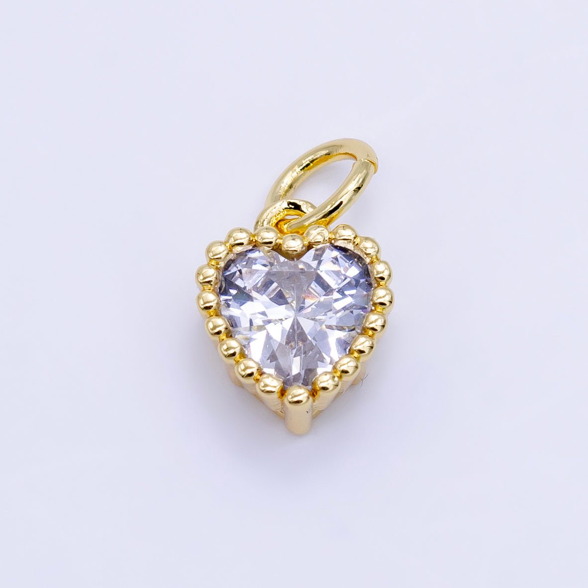 24K Gold Filled Heart CZ Dotted Mini Charm | E043 - E046