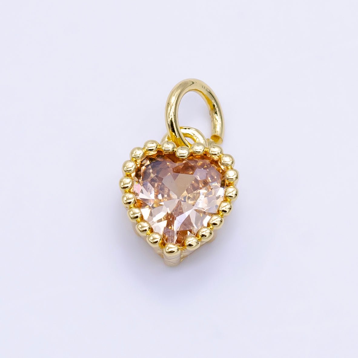 24K Gold Filled Heart CZ Dotted Mini Charm | E043 - E046