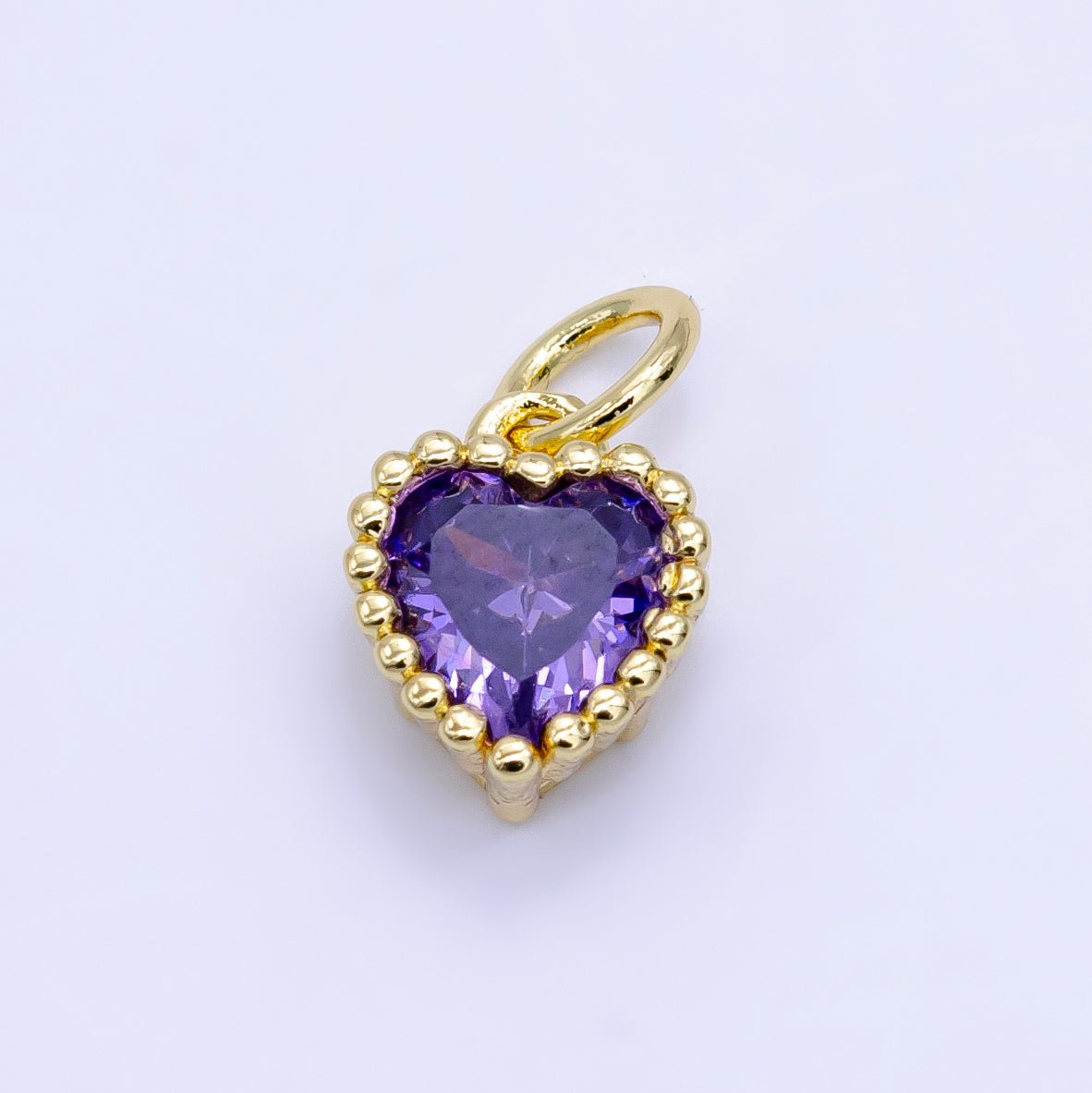 24K Gold Filled Heart CZ Dotted Mini Charm | E043 - E046