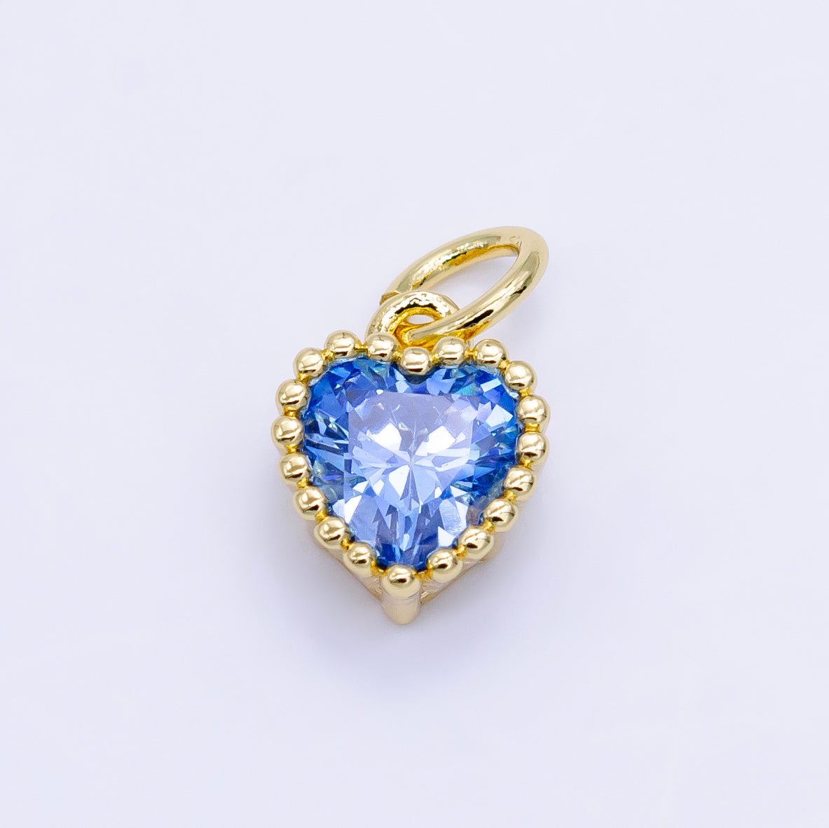 24K Gold Filled Heart CZ Dotted Mini Charm | E043 - E046
