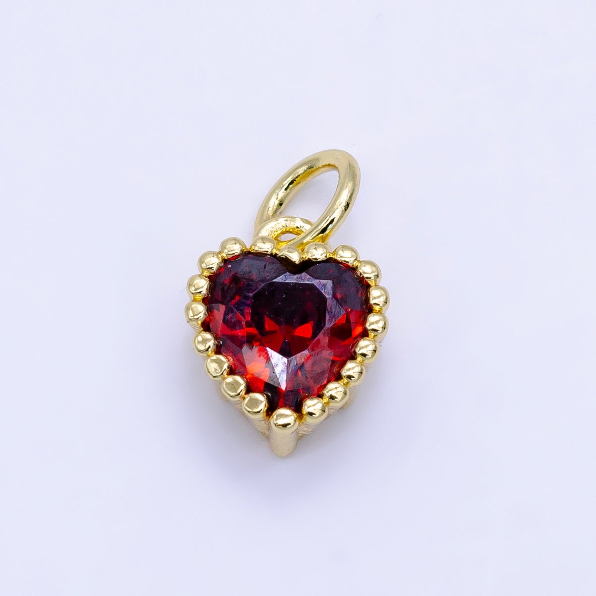 24K Gold Filled Heart CZ Dotted Mini Charm | E043 - E046