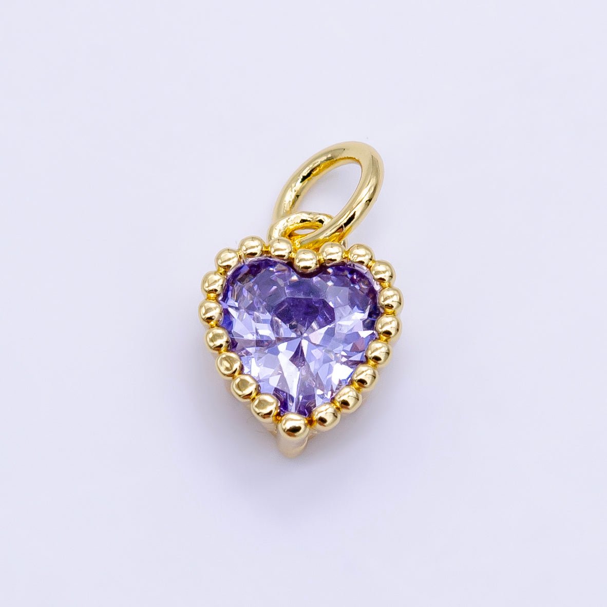 24K Gold Filled Heart CZ Dotted Mini Charm | E043 - E046