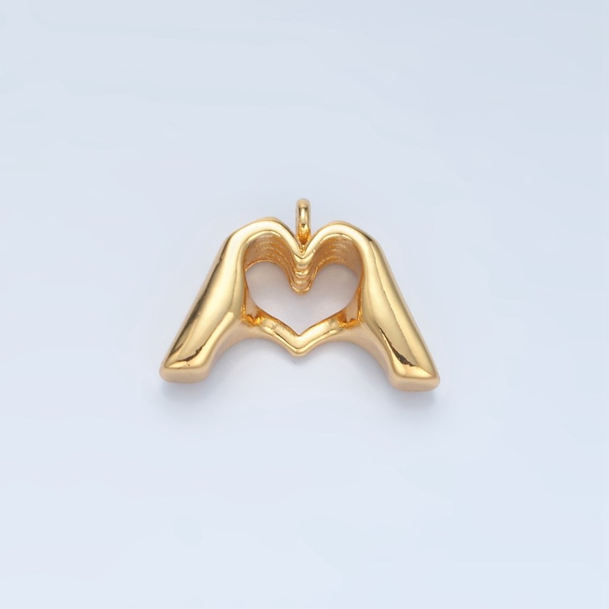 24K Gold Filled Heart Hand Gesture Multidimensional Charm in Gold & Silver | E372