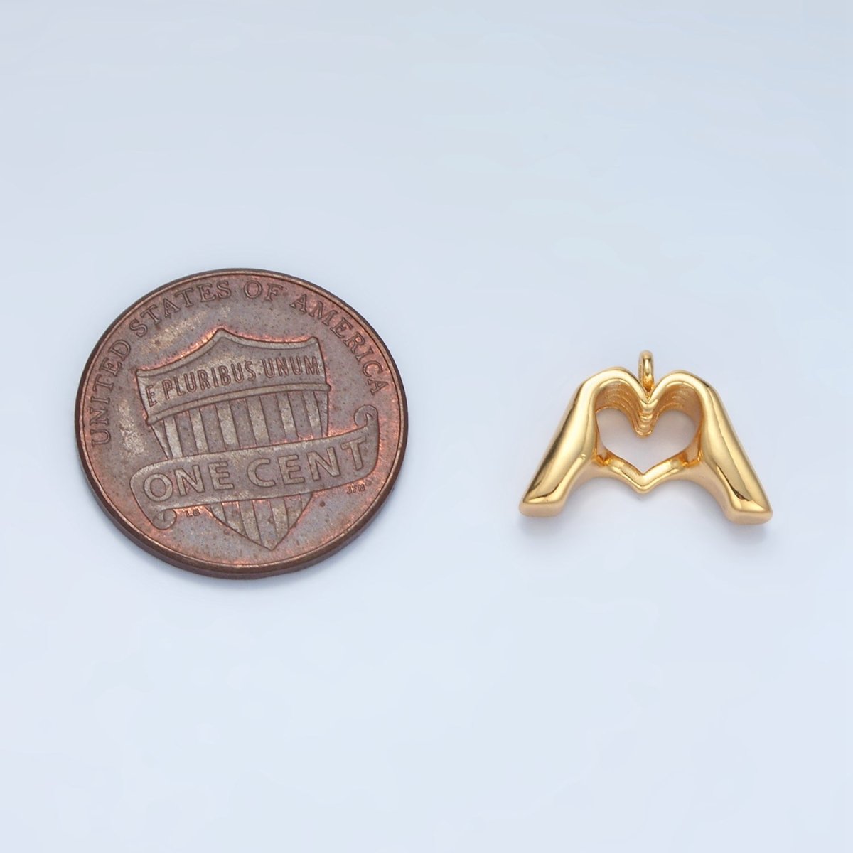 24K Gold Filled Heart Hand Gesture Multidimensional Charm in Gold & Silver | E372