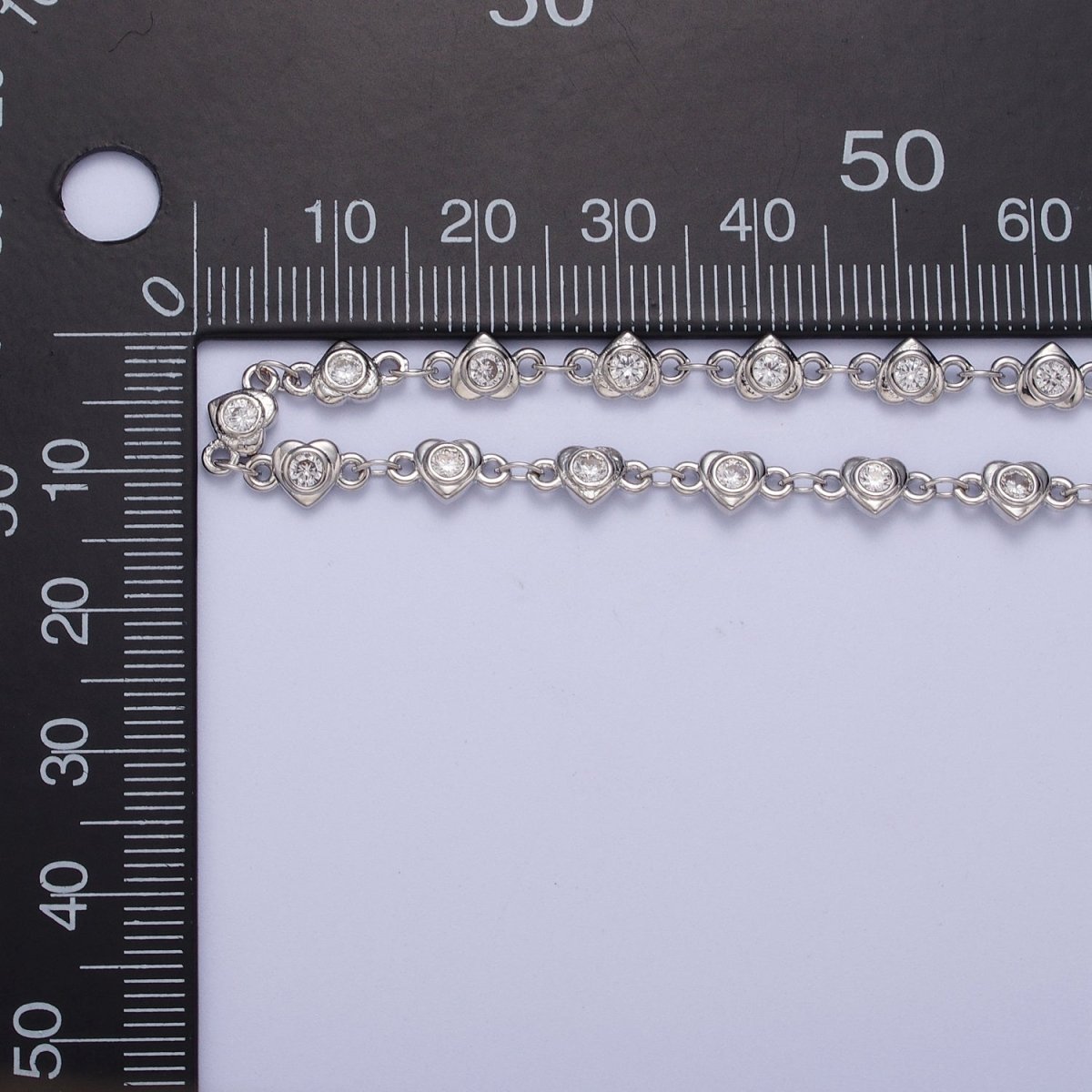 24K Gold Filled Heart Love Cubic Zirconia CZ Link Unfinished Roll Chain | ROLL-869 ROLL-870 Clearance Pricing