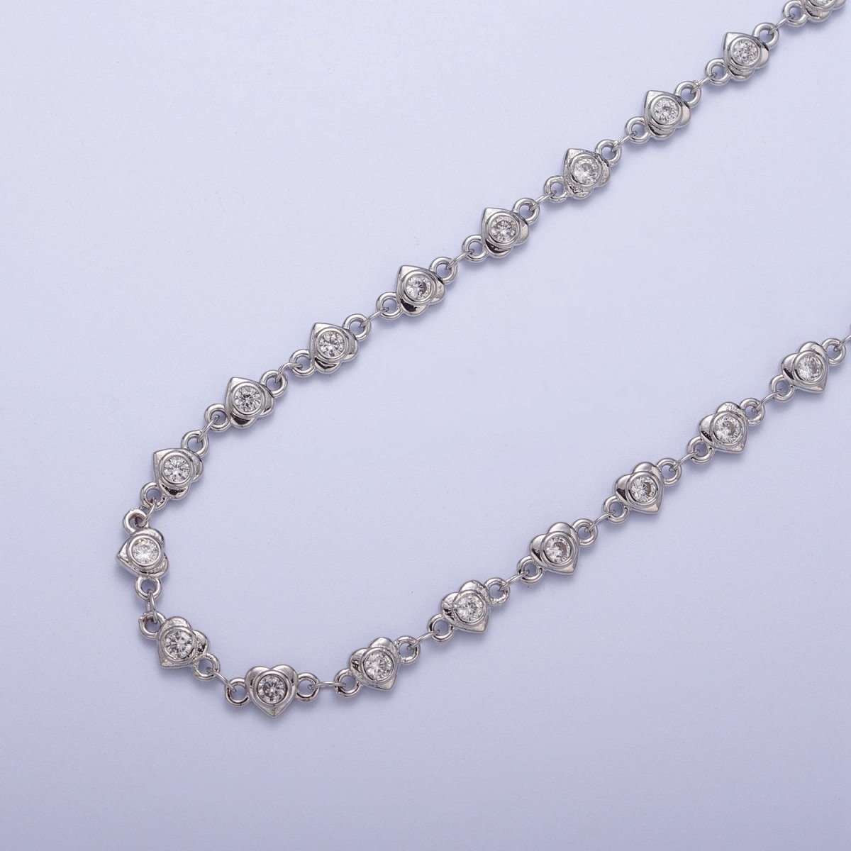 24K Gold Filled Heart Love Cubic Zirconia CZ Link Unfinished Roll Chain | ROLL-869 ROLL-870 Clearance Pricing