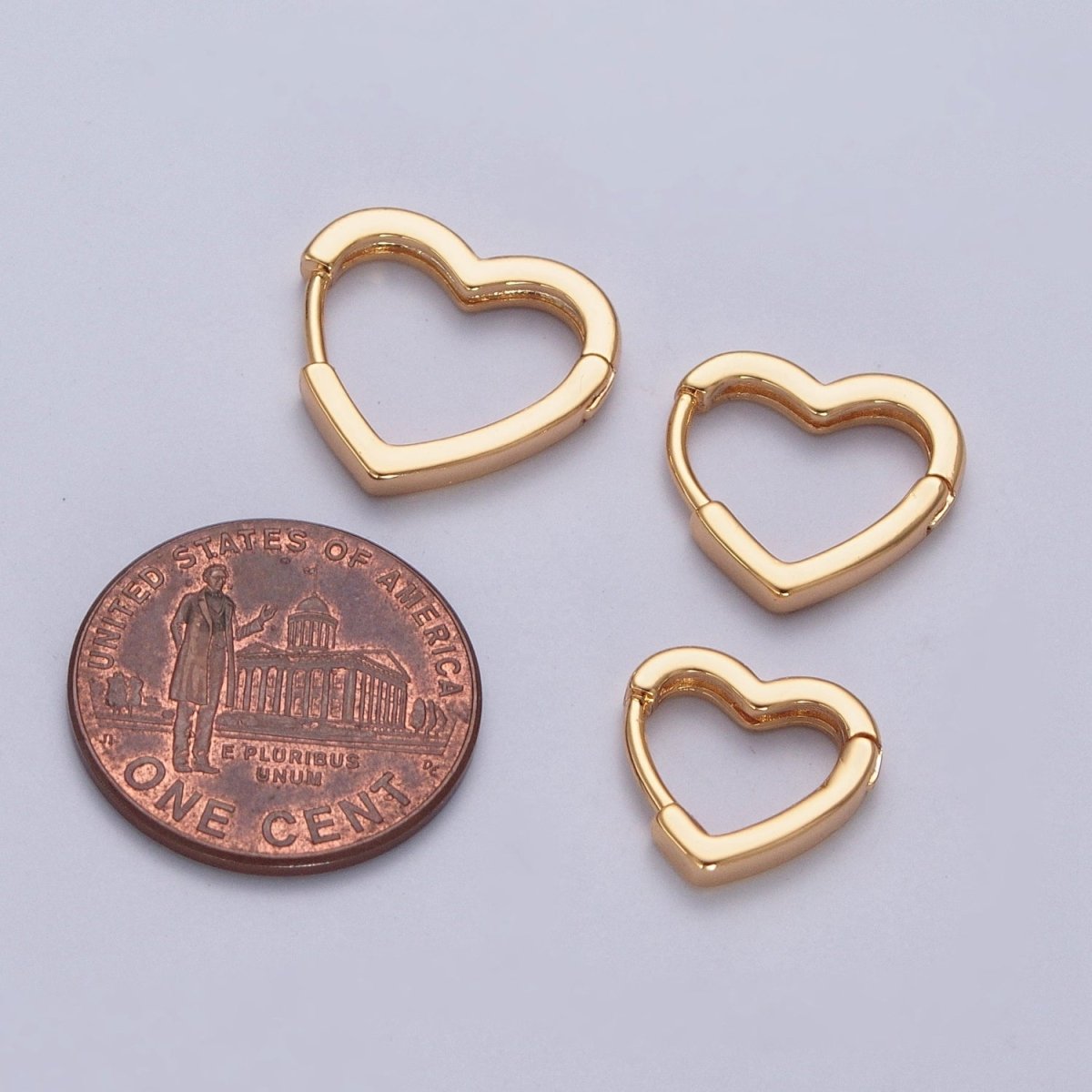 24K Gold Filled Heart Love For Huggie Hoop Earrings, Valentine Cubic Zirconia Earrings P356 P357 P358