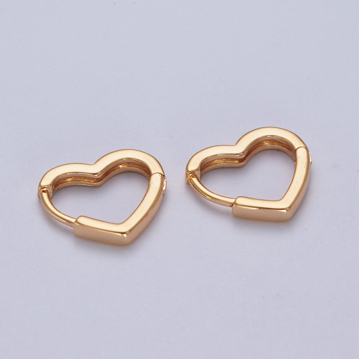 24K Gold Filled Heart Love For Huggie Hoop Earrings, Valentine Cubic Zirconia Earrings P356 P357 P358