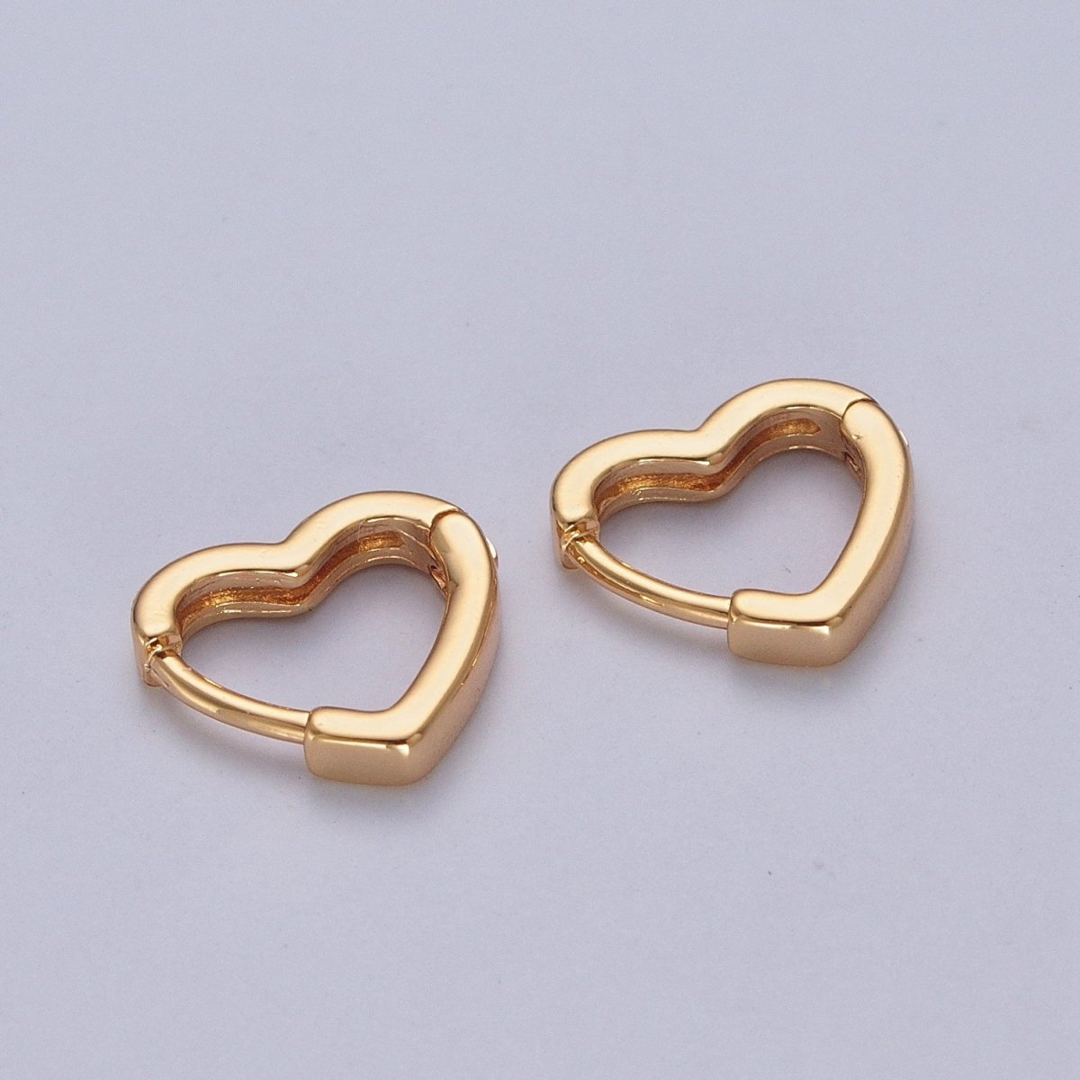 24K Gold Filled Heart Love For Huggie Hoop Earrings, Valentine Cubic Zirconia Earrings P356 P357 P358