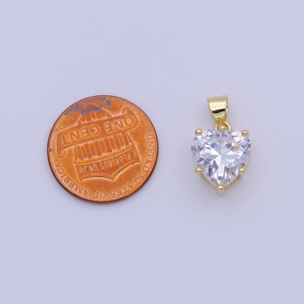 24K Gold Filled Heart Love Pink, Clear Cubic Zirconia Pendant For Necklace Making | X-523 X-524