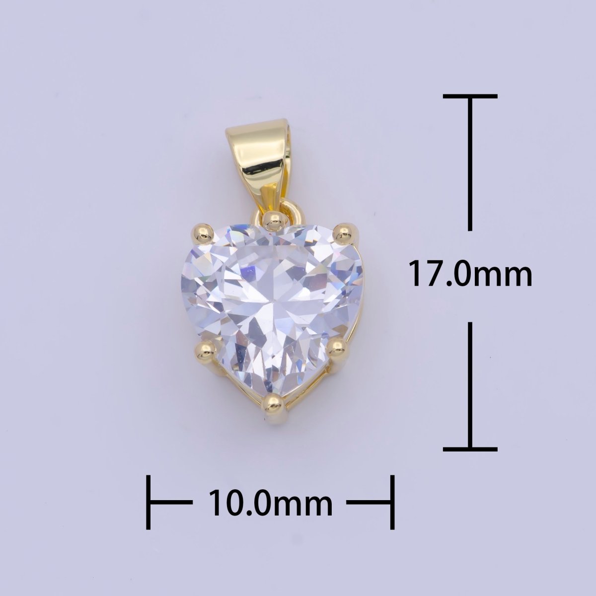 24K Gold Filled Heart Love Pink, Clear Cubic Zirconia Pendant For Necklace Making | X-523 X-524