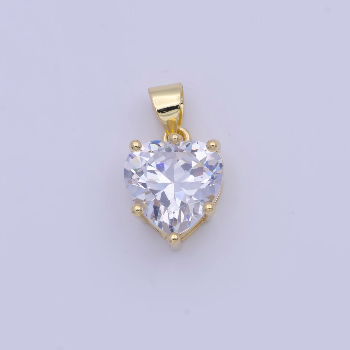 24K Gold Filled Heart Love Pink, Clear Cubic Zirconia Pendant For Necklace Making | X-523 X-524