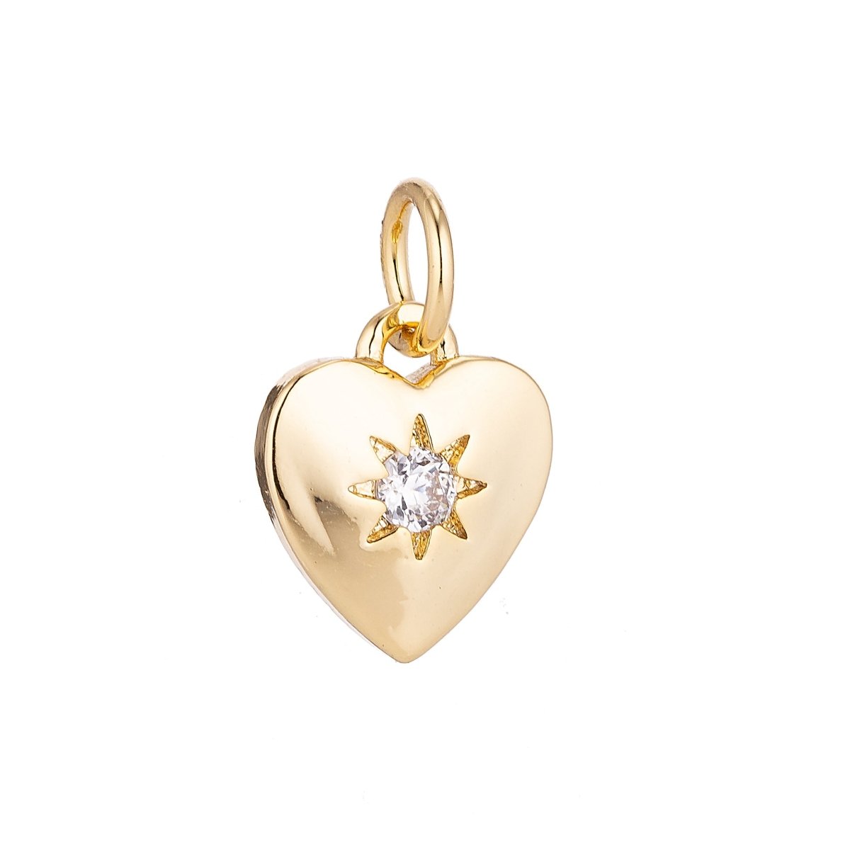 24k Gold Filled Heart of Gold, Star, White Gold Cubic Zirconia Charm Pendant C-047 W-175