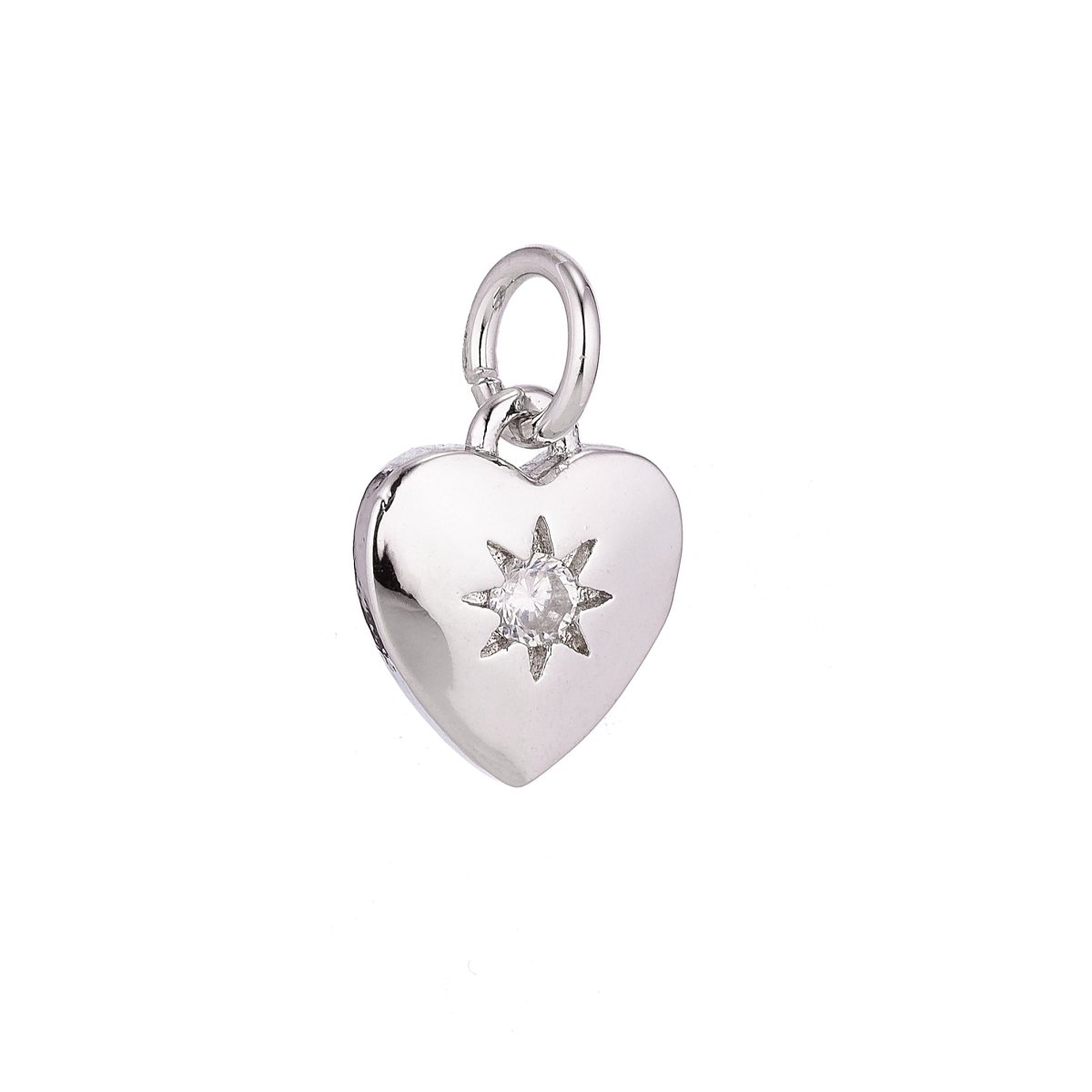 24k Gold Filled Heart of Gold, Star, White Gold Cubic Zirconia Charm Pendant C-047 W-175