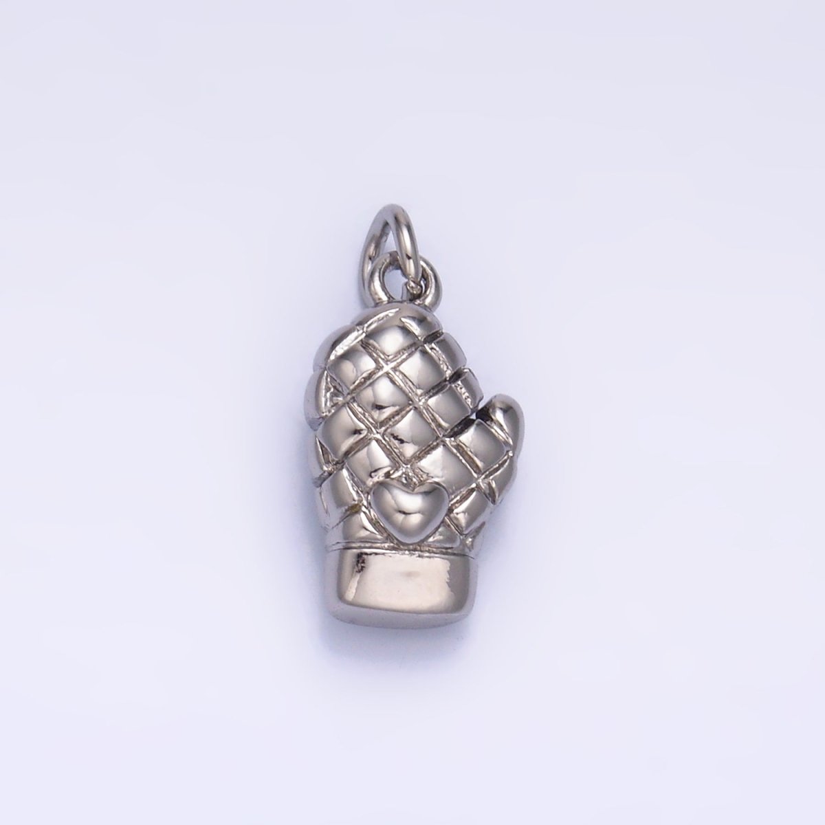 24K Gold Filled Heart Quilted Oven Mitt Glove Charm in Gold & Silver | W314