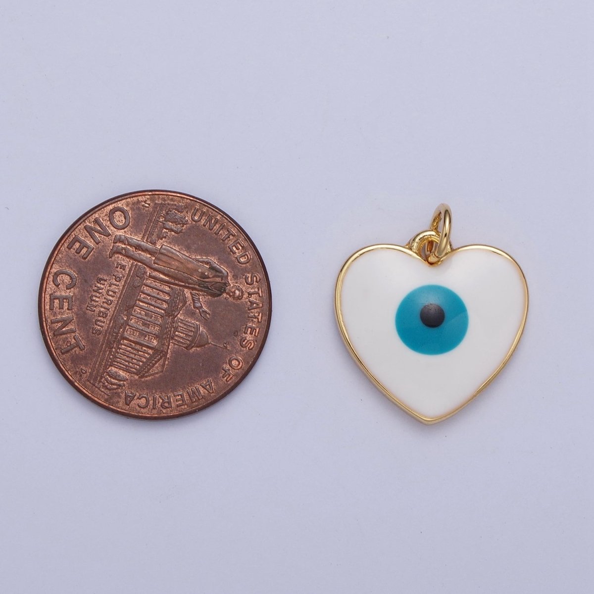 24K Gold Filled Heart-Shaped Evil Eye Protection Charm | M-497 - DLUXCA