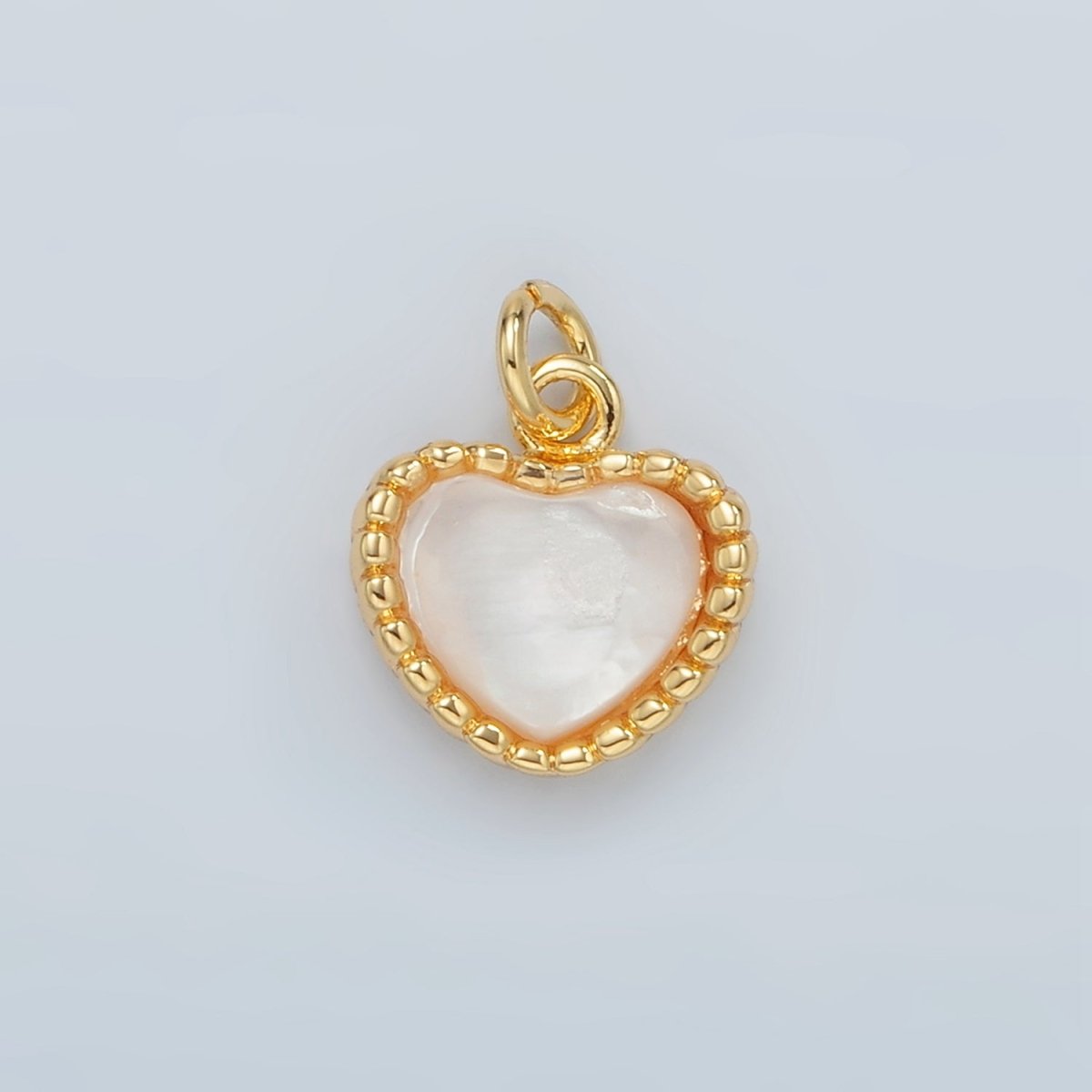 24K Gold Filled Heart Shell Pearl Dotted Bezel Pendant | D669 - DLUXCA