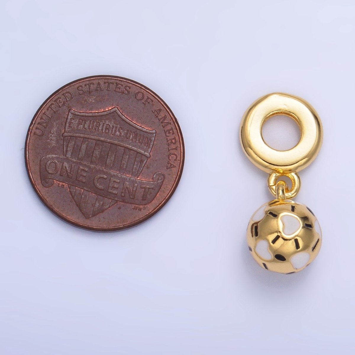 24K Gold Filled Heart Soccer Ball Enamel Rhondelle Drop Pendant | W002 - DLUXCA