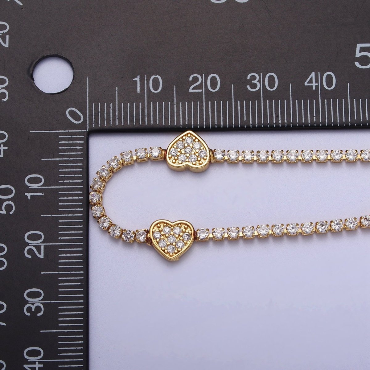 24k Gold Filled Heart Tennis Chain 14 Inch Choker Necklace in Gold & Silver | WA-1307 WA-1308 Clearance Pricing