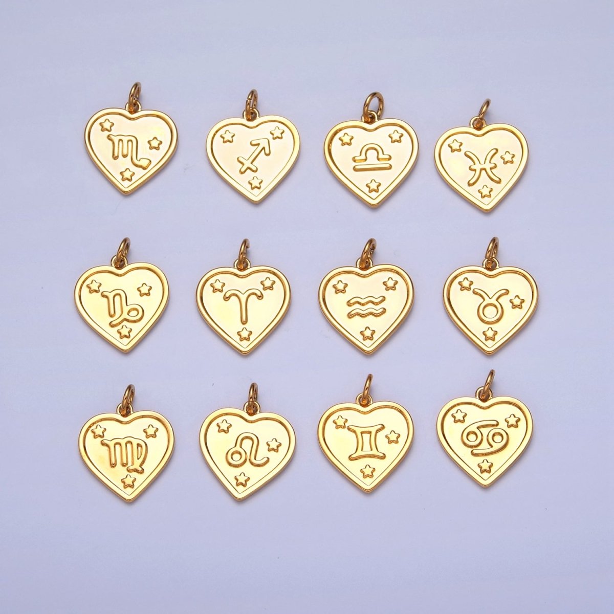 24k Gold Filled Heart Zodiac Charm Dainty Astrological Zodiac Signs Add on Charm A-A1451-A-A1456