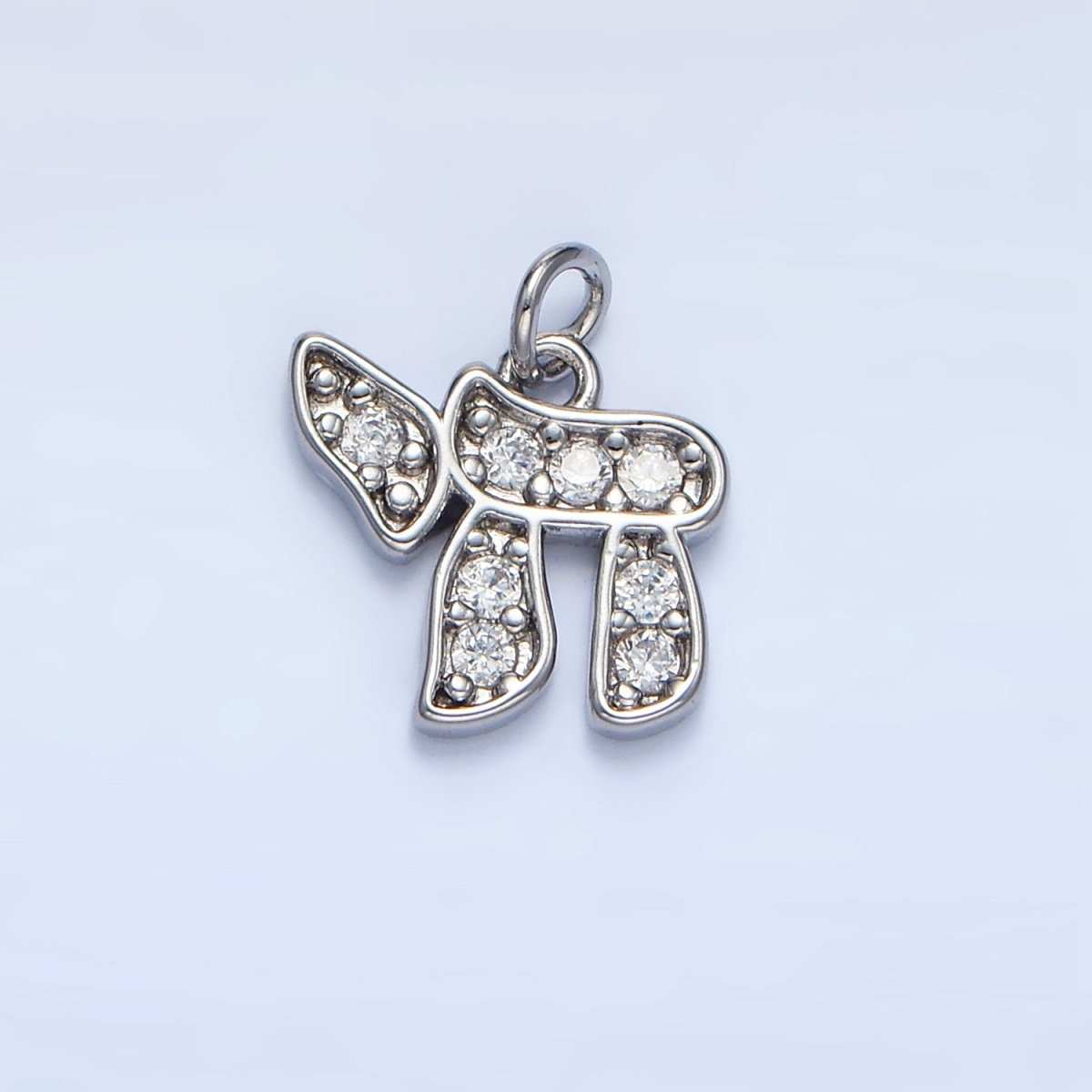 24K Gold Filled Hebrew Letter Chai Micro Paved CZ Charm in Gold & Silver | X624