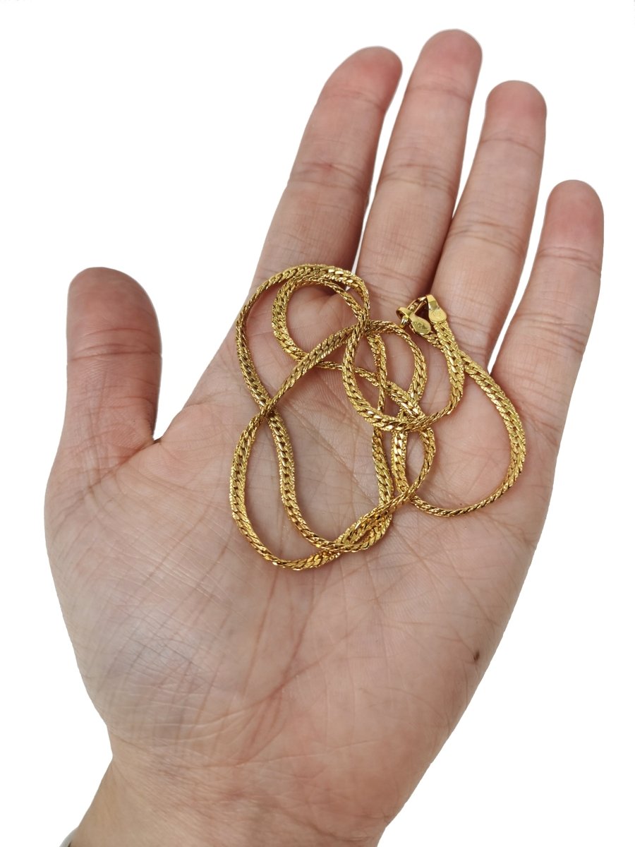 24K Gold Filled Herringbone Chain Necklace, 19.8 inch Herringbone Finished Necklace For Jewelry Making, 3.1mm Herringbone Necklace w/ Lobster Clasps | CN-974  Clearance Pricing