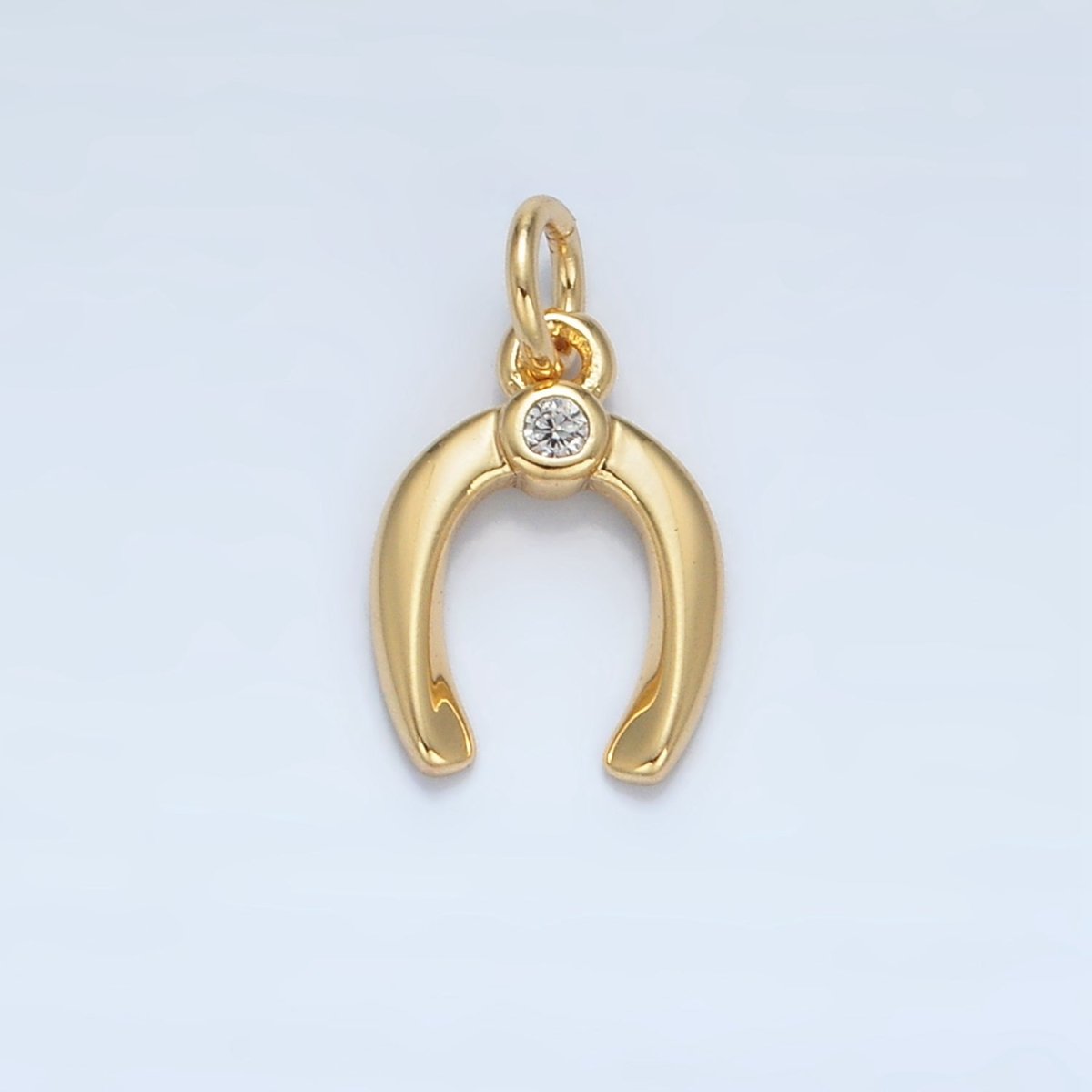 24K Gold Filled Horseshoe Clear CZ Charm in Gold & Silver | X592