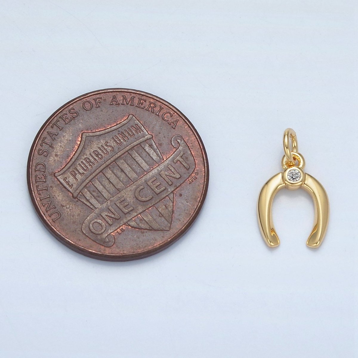 24K Gold Filled Horseshoe Clear CZ Charm in Gold & Silver | X592
