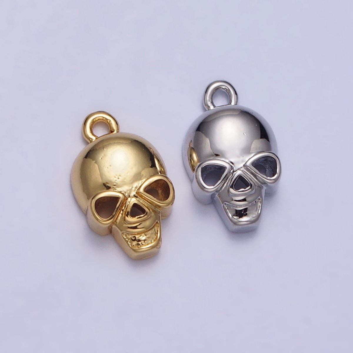 24K Gold Filled Human Skeleton Skull Add-On Charm in Gold & Silver | AC341 AC342