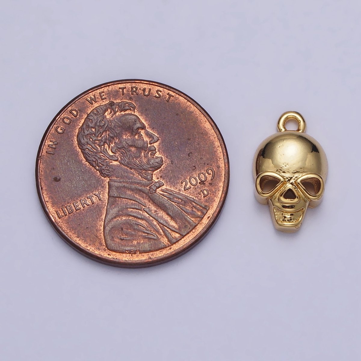 24K Gold Filled Human Skeleton Skull Add-On Charm in Gold & Silver | AC341 AC342