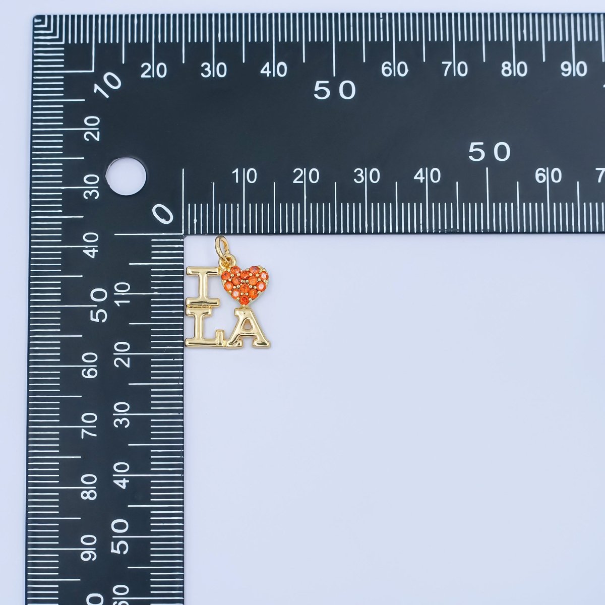 24K Gold Filled "I LOVE LA" (Los Angeles) Micro Paved CZ Script Charm | C456 - DLUXCA