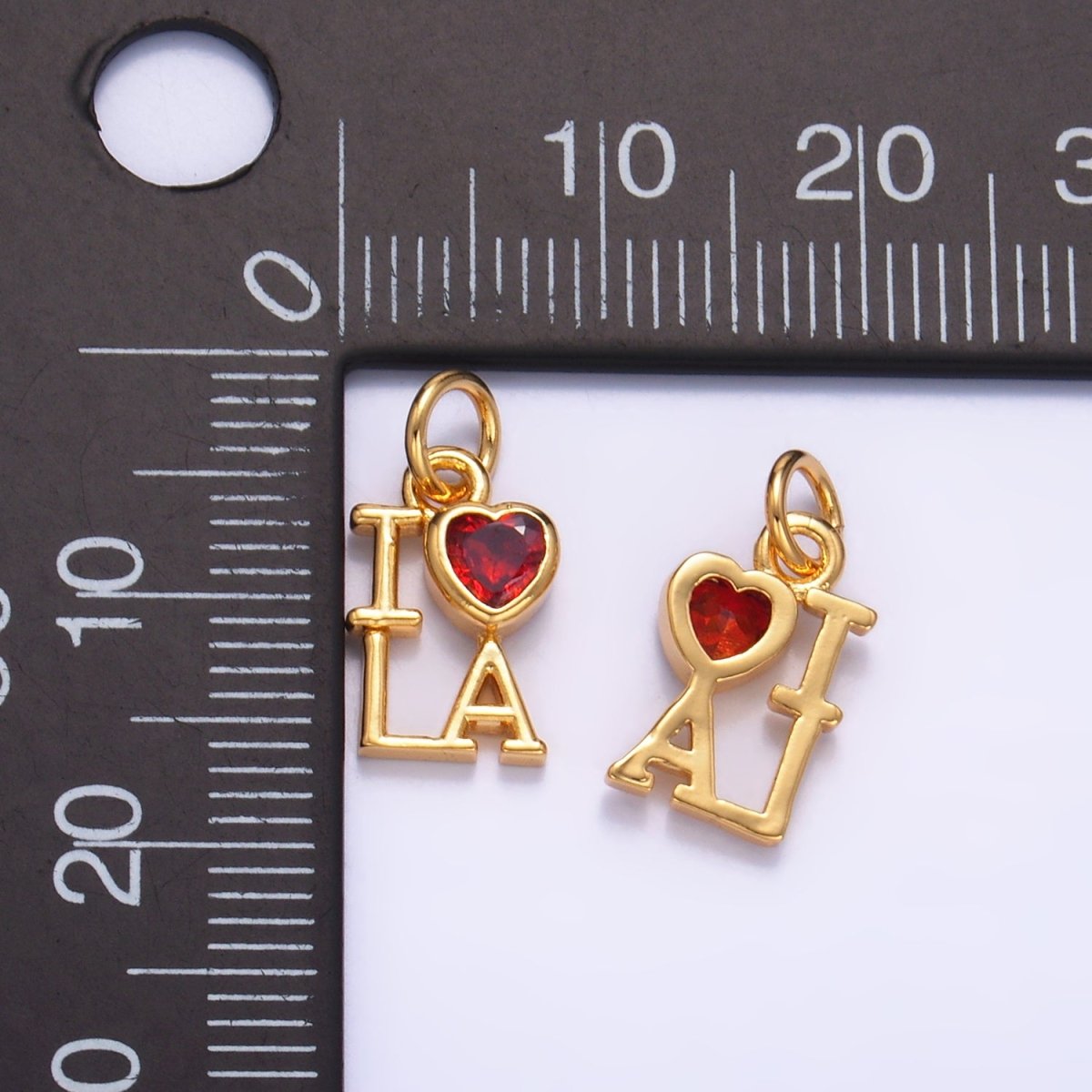 24K Gold Filled "I LOVE LA" (Los Angeles) Script CZ Charm | W322 - DLUXCA