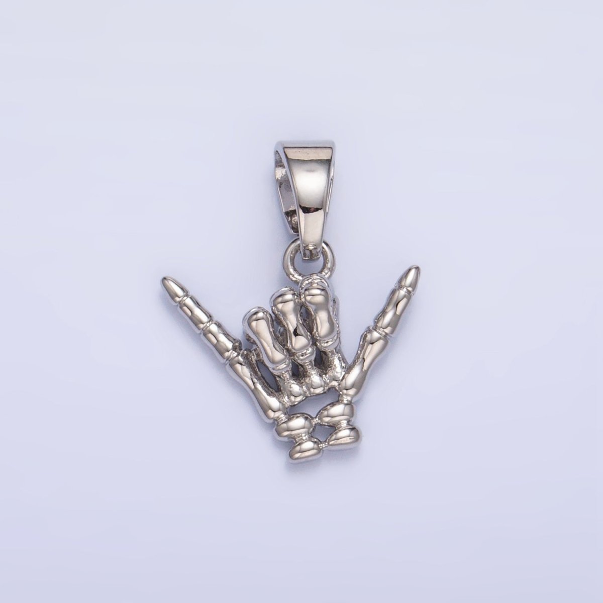24K Gold Filled "I Love You" "Rock & Roll" Hand Gesture Skeleton Multidimensional Pendant in Gold & Silver | AA1002