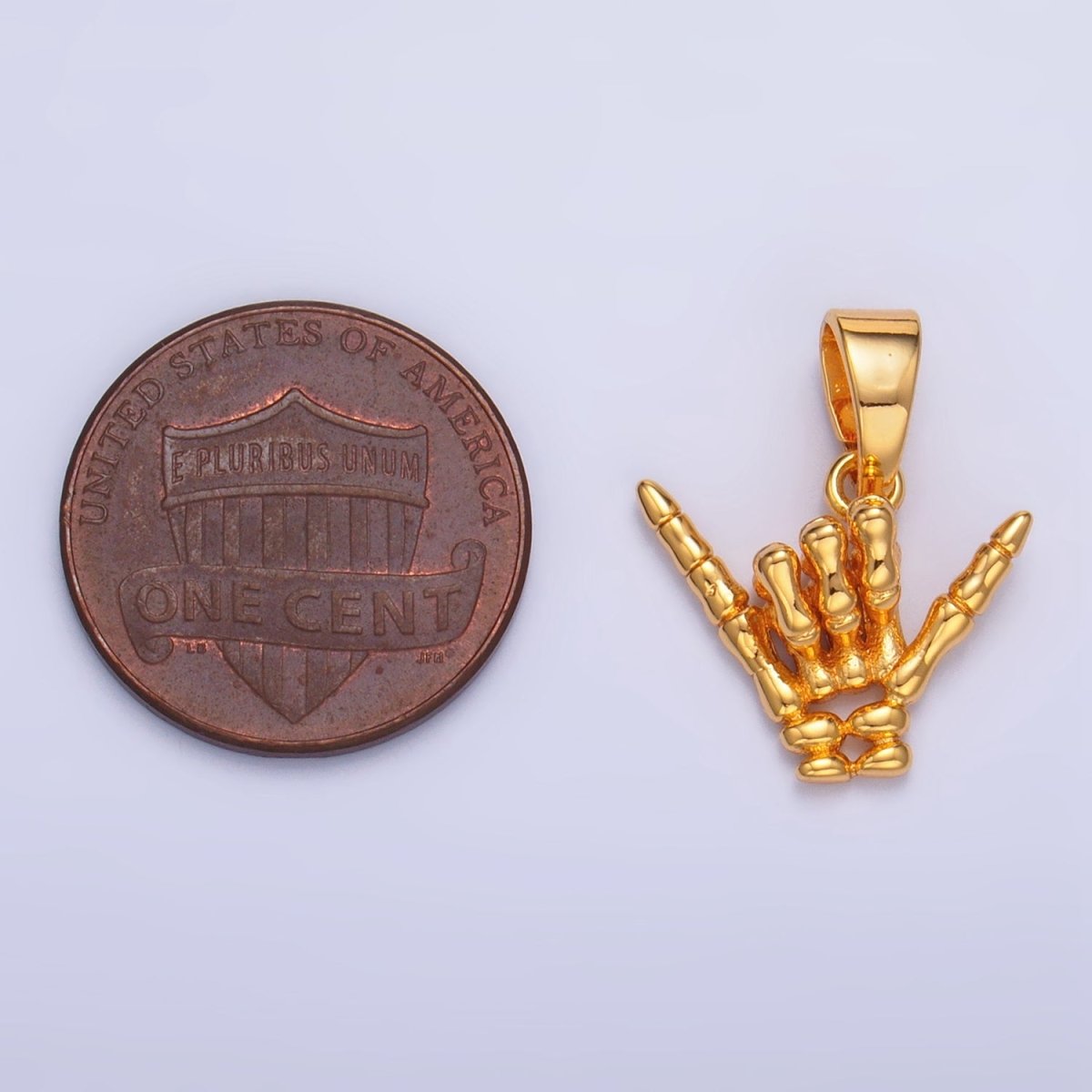 24K Gold Filled "I Love You" "Rock & Roll" Hand Gesture Skeleton Multidimensional Pendant in Gold & Silver | AA1002