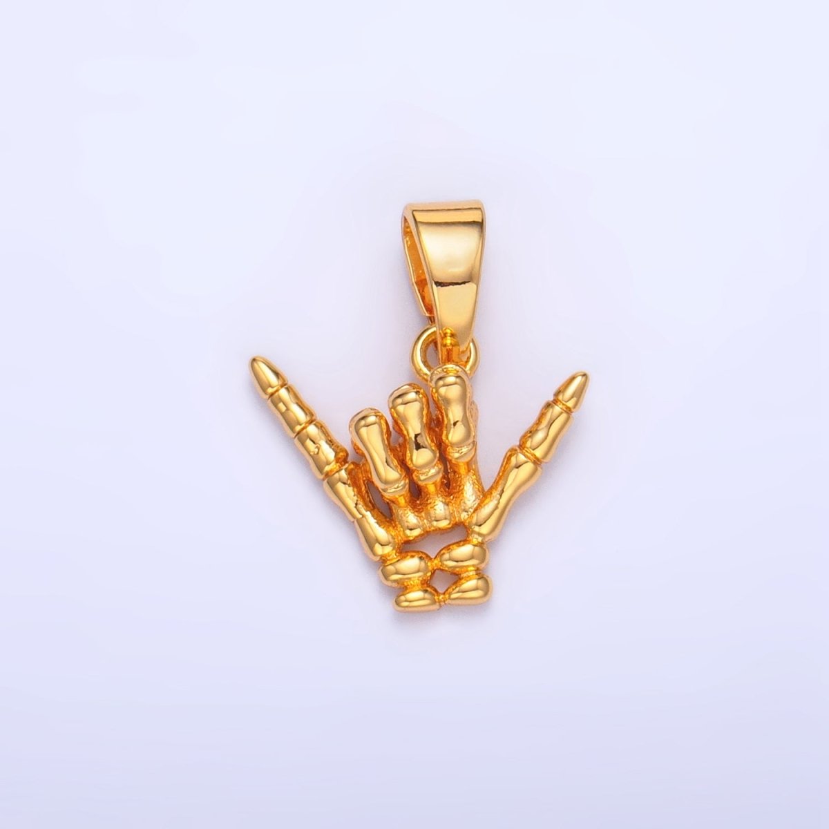 24K Gold Filled "I Love You" "Rock & Roll" Hand Gesture Skeleton Multidimensional Pendant in Gold & Silver | AA1002