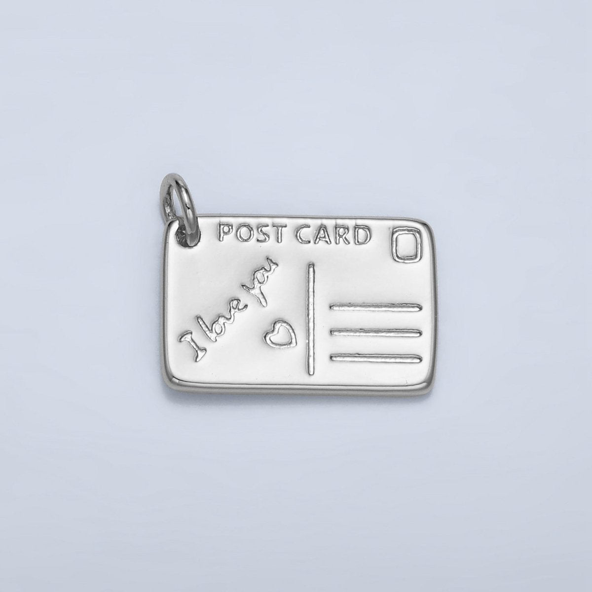 24K Gold Filled "I Love You" Script Post Card Charm in Gold & Silver | X586