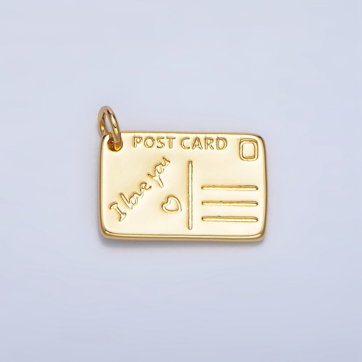 24K Gold Filled "I Love You" Script Post Card Charm in Gold & Silver | X586
