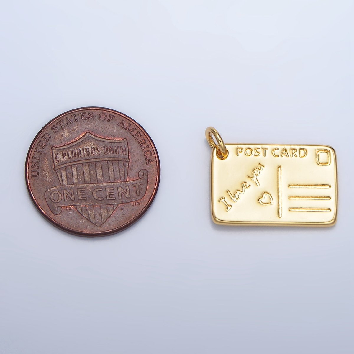 24K Gold Filled "I Love You" Script Post Card Charm in Gold & Silver | X586