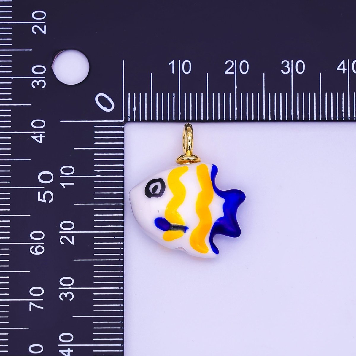 24K Gold Filled Idol Fish Ceramic Drop Pendant | N130 - DLUXCA