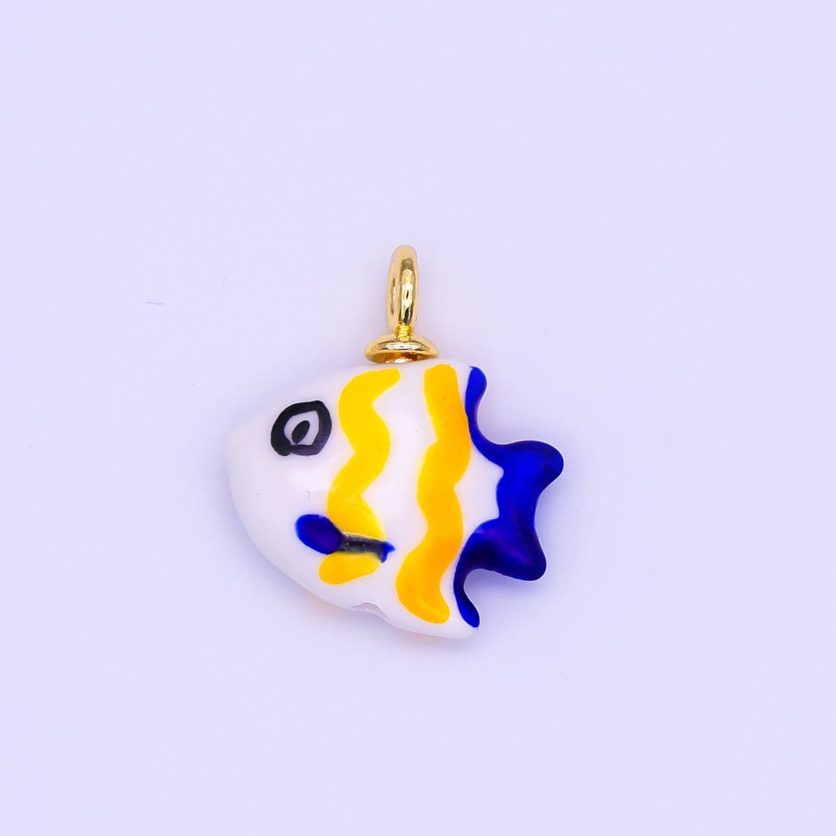 24K Gold Filled Idol Fish Ceramic Drop Pendant | N130 - DLUXCA