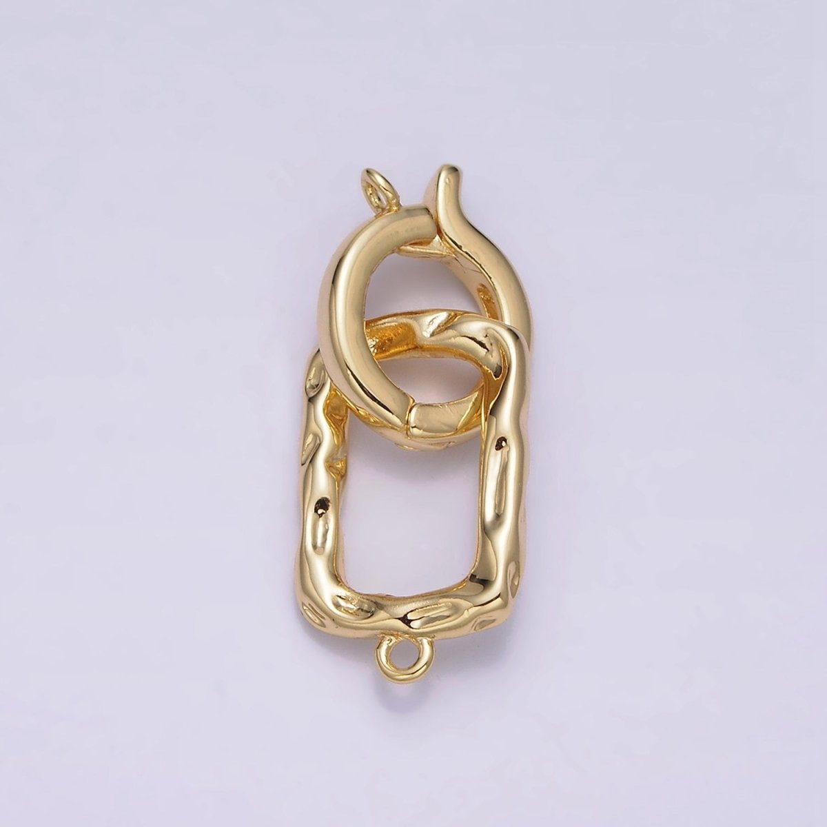 24K Gold Filled Interchangeable Charm Holder Hammered Open Oblong Drop Jewelry Making Supply | Z-448 - DLUXCA