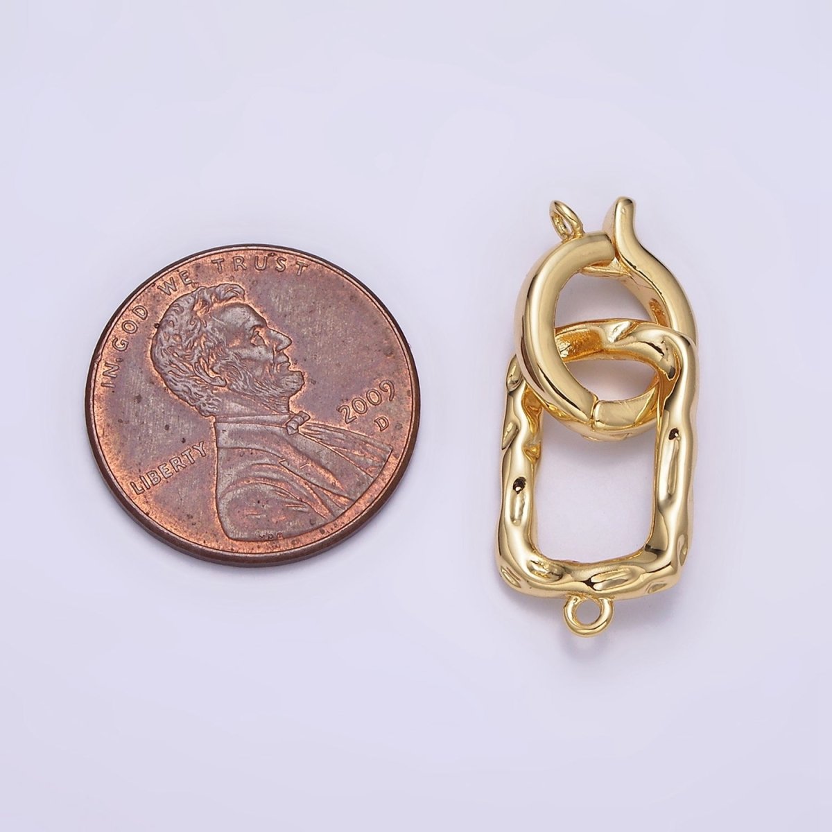 24K Gold Filled Interchangeable Charm Holder Hammered Open Oblong Drop Jewelry Making Supply | Z-448 - DLUXCA