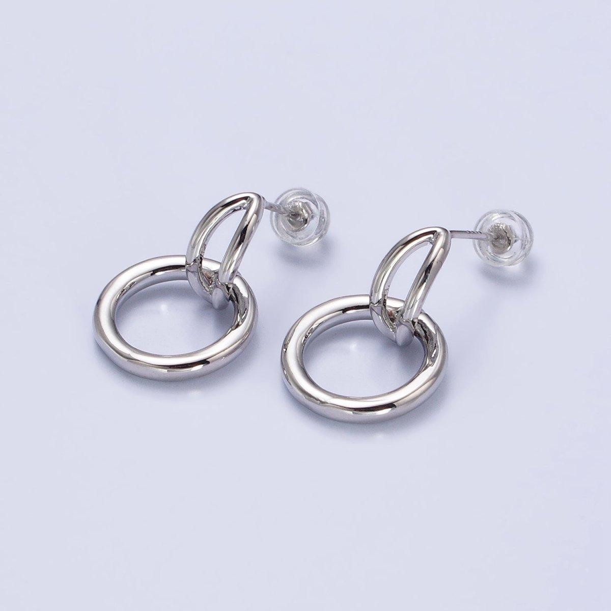 24K Gold Filled Intertwine Geometric Round Drop Double Bar Stud Earrings in Gold & Silver | AB356 AB357