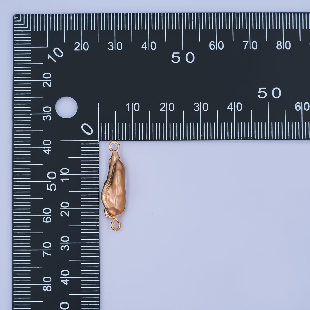 24K Gold Filled Iridescent Baroque Biwa Freshwater Pearl Connector | P1944 - DLUXCA